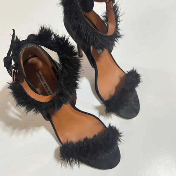 & Other Stories Black Fuzzy Strappy Heels Womens Size 40/9 - Picture 3 of 8